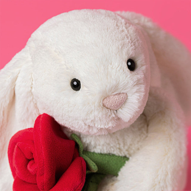 Jellycat Cream Bunny with Rose - Detail