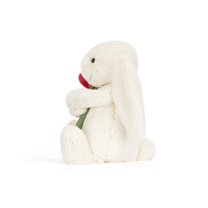 Jellycat Cream Bunny with Rose - Side View