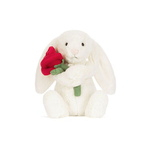 Jellycat Cream Bunny with Rose - Front View