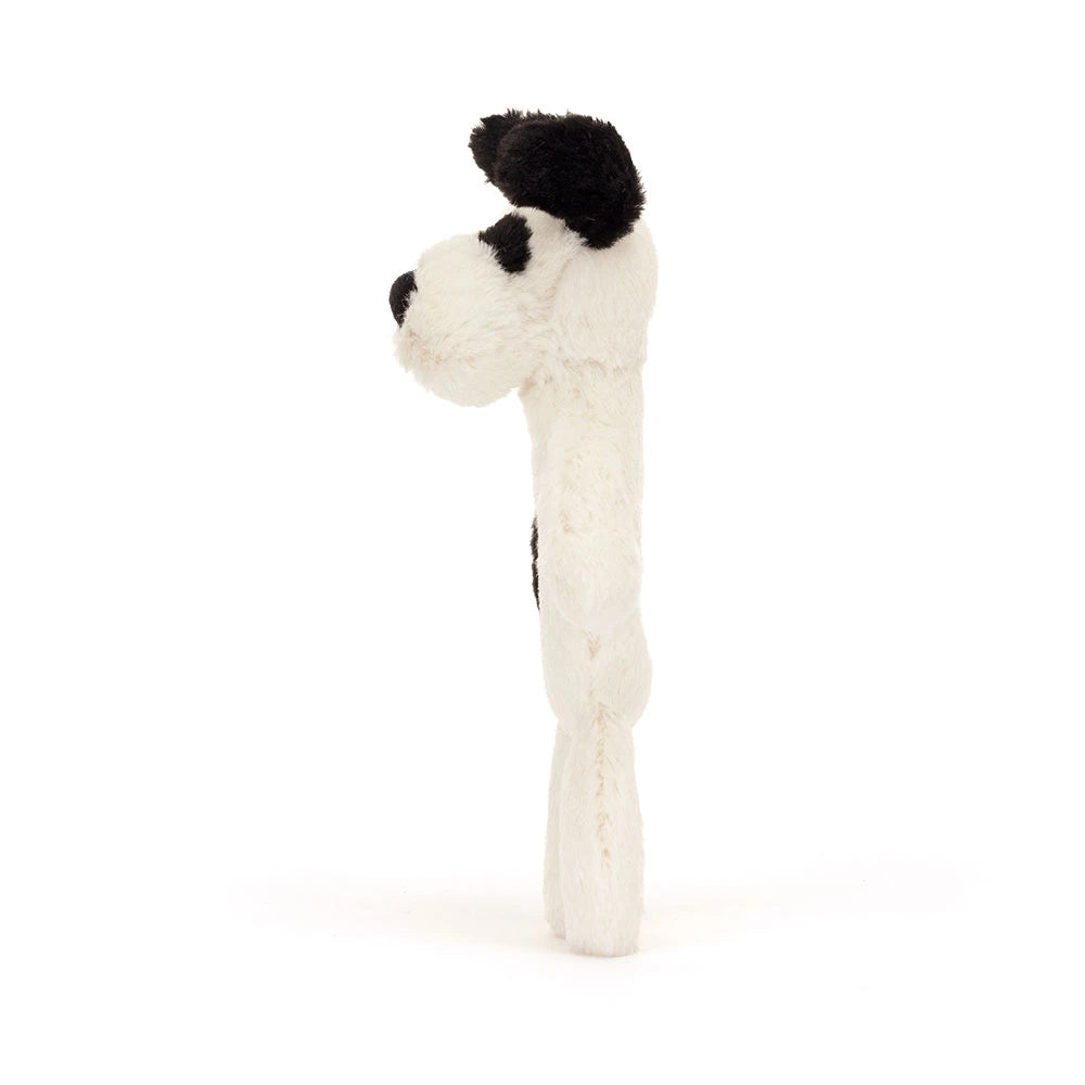 Jellycat Baby Bashful Rufferty Black & Cream Puppy Ring Rattle - Side View
