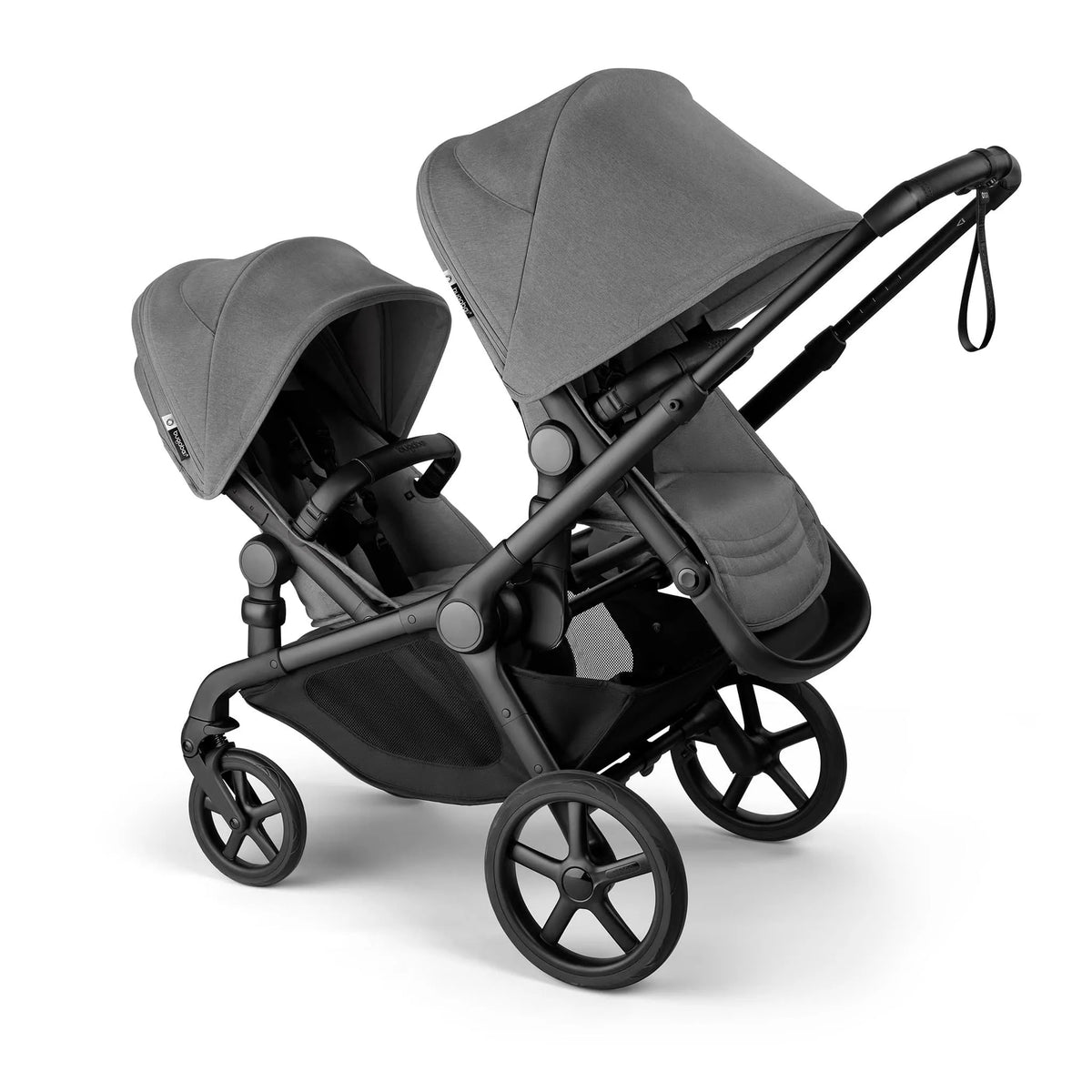 Bugaboo Kangaroo Sibling Seat - Black/Moon Grey Angled View Parent Facing 
