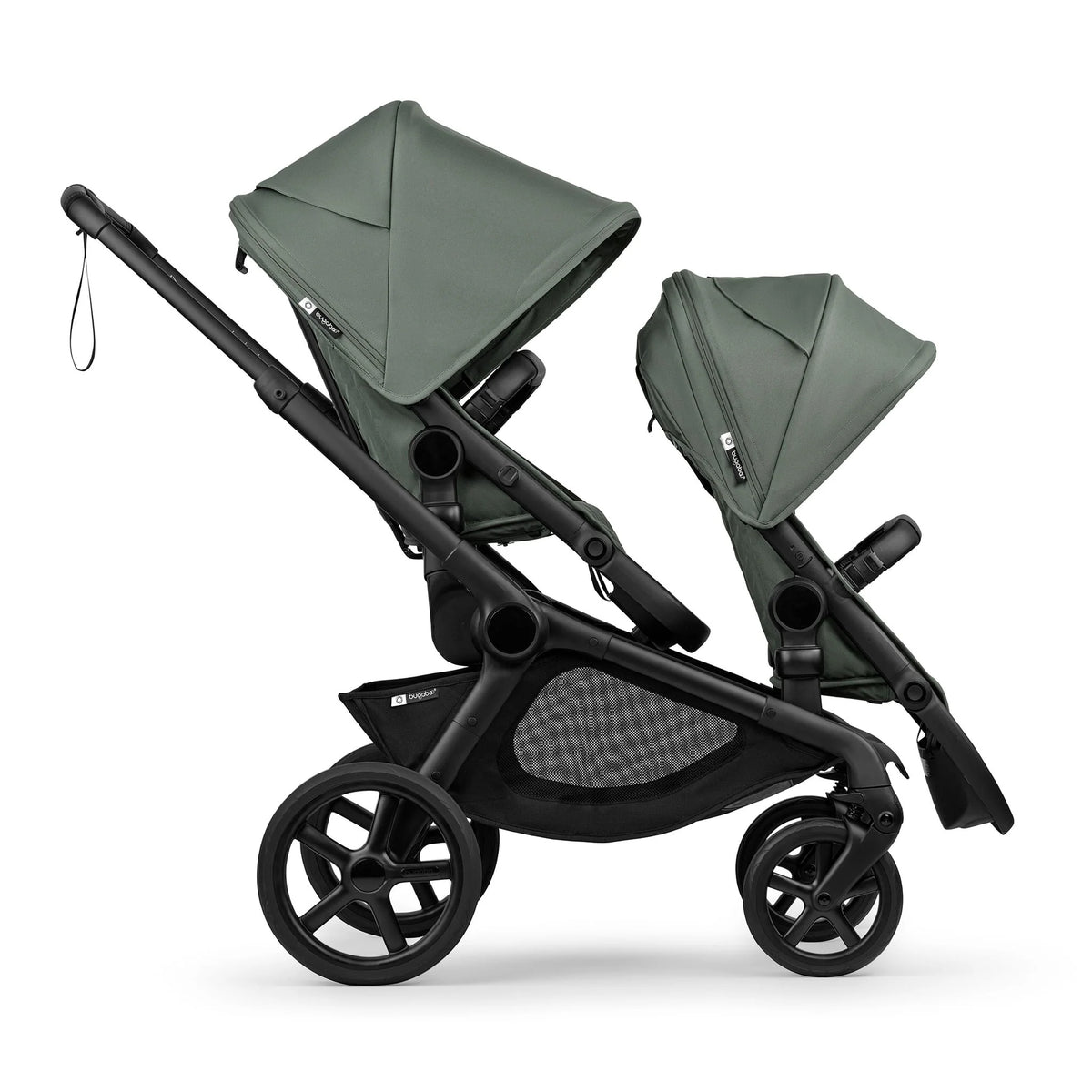 Bugaboo Kangaroo Sibling Seat - Black/Forest Green - Forward Facing  Side View