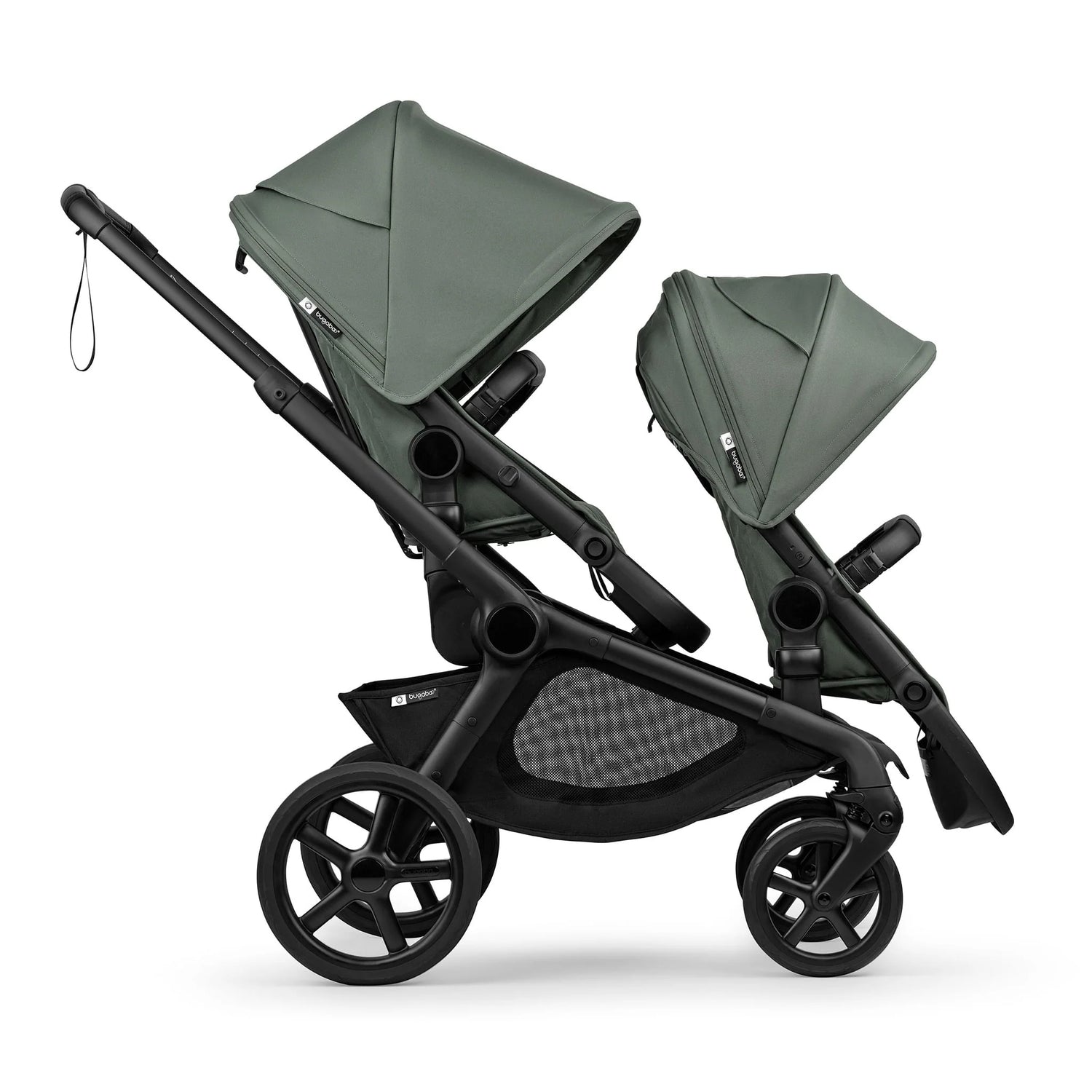 Bugaboo Kangaroo Sibling Seat - Black/Forest Green - Forward Facing  Side View