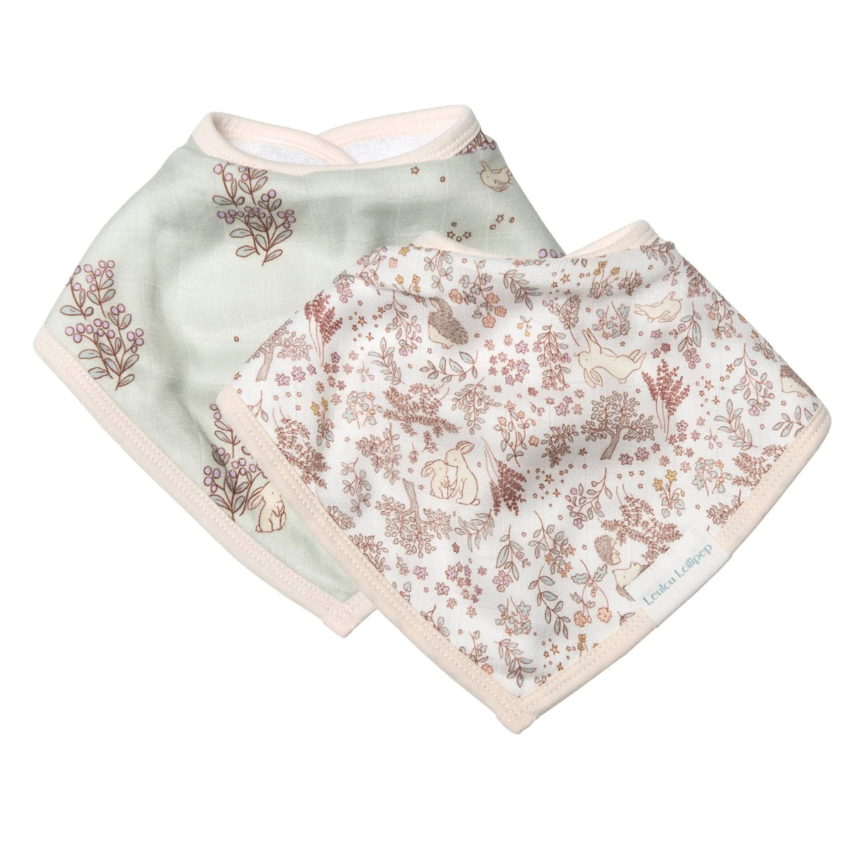 Loulou Lollipop Bandana Bib Set - Hedgehog Forest
