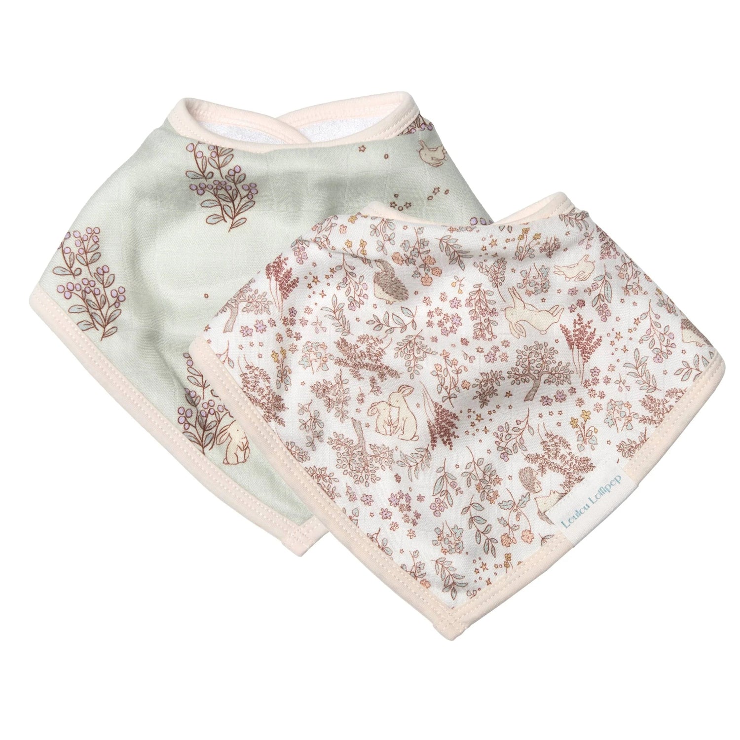 Loulou Lollipop Bandana Bib Set - Hedgehog Forest