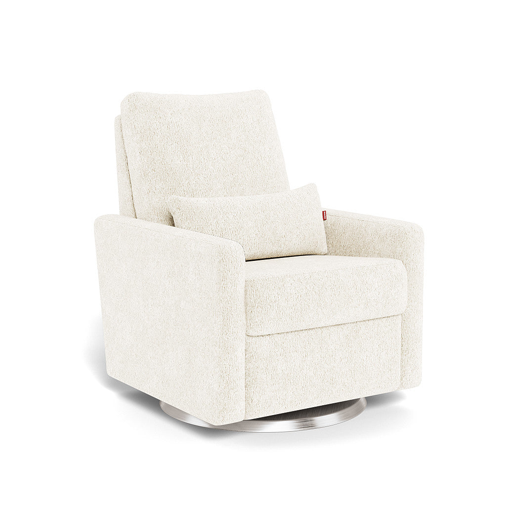 Faux Sheepskin / Brushed Steel Swivel - Monte Design Matera Glider Recliner - Premium