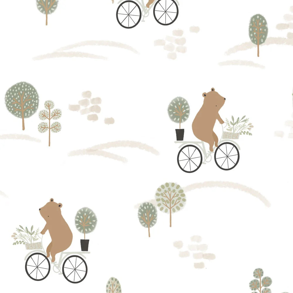 Loulou Lollipop Bandana Bib Set - Bears on Bikes Detailed Print