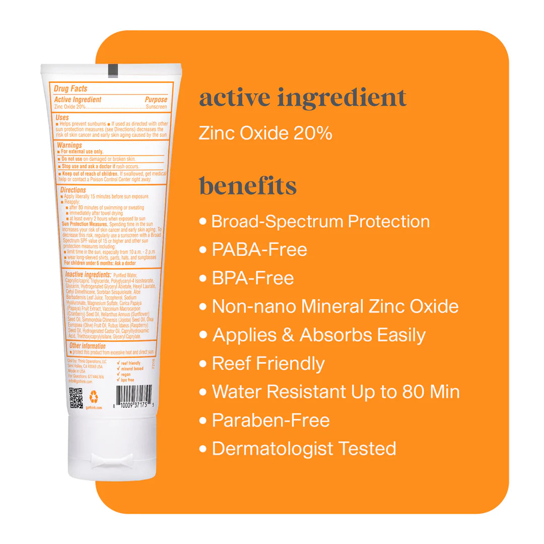Thinkbaby Clear Zinc Sunscreen SPF 30+ - 89 ml/3 oz Features 1
