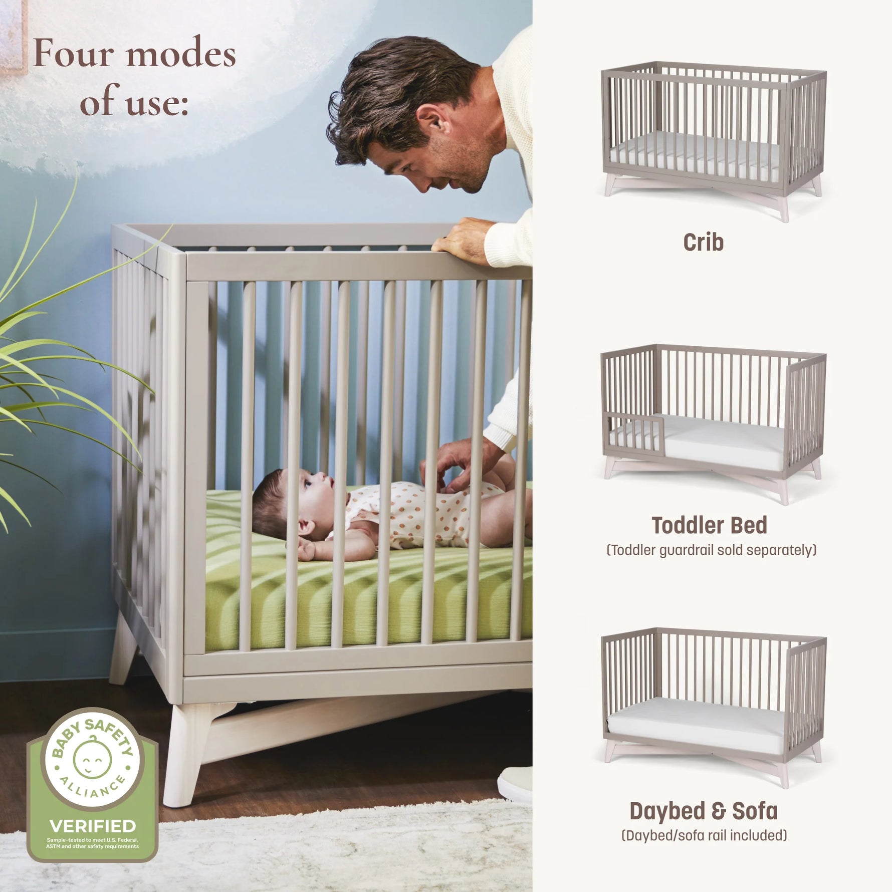 Little Seeds Pala 4-in-1 Convertible Crib Lifestyle 3: 4 modes of use