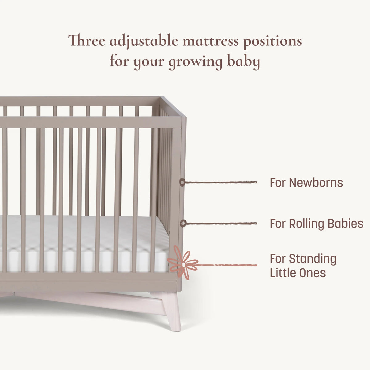 Little Seeds Pala 4-in-1 Convertible Crib Lifestyle - 3 Adjustable Mattress Positions