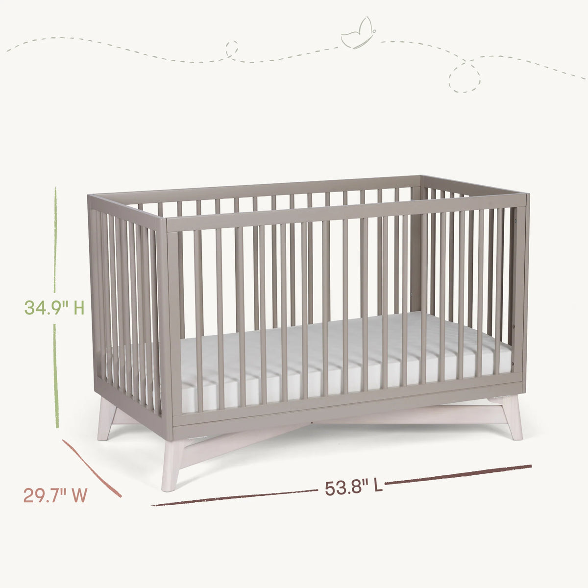 Little Seeds Pala 4-in-1 Convertible Crib Lifestyle Dimensions
