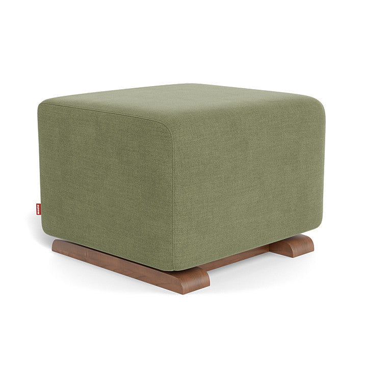 Olive Green Brushed Cotton-Linen / Walnut -Monte Design Como Ottoman - Premium