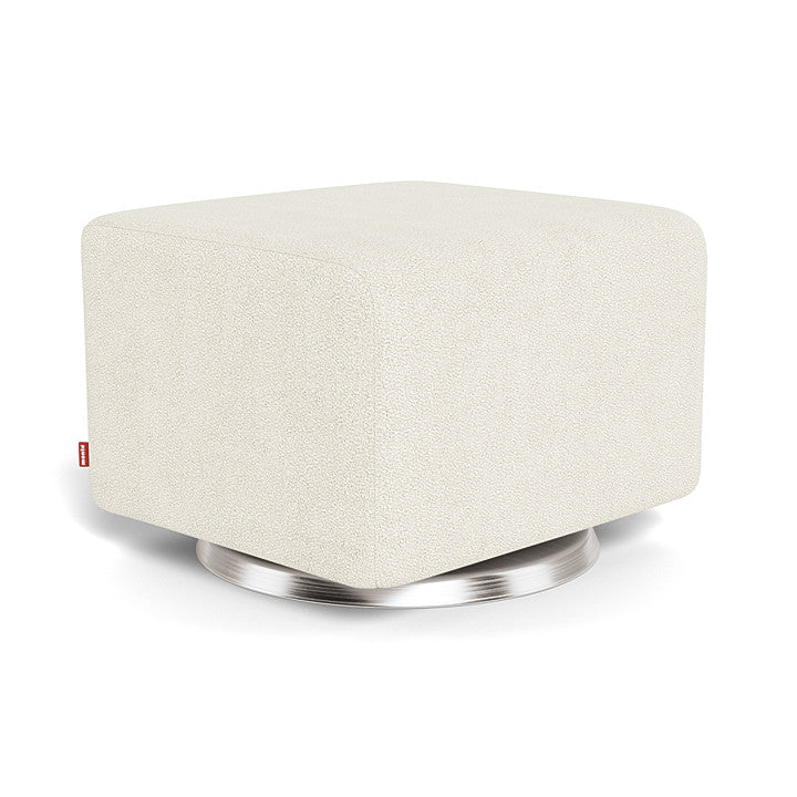 Ivory Boucle / Brushed Steel Swivel  - Monte Design Como Ottoman - Performance