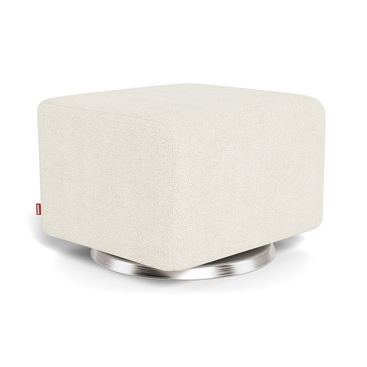 Ivory Boucle / Brushed Steel Swivel  - Monte Design Grano/Matera Ottoman - Performance