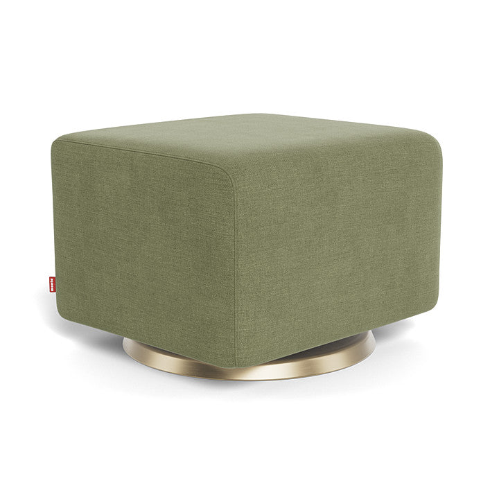 Olive Green Brushed Cotton-Linen / Gold Swivel -Monte Design Como Ottoman - Premium