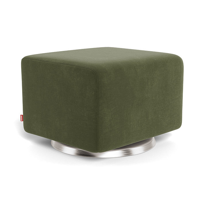 Moss Green Velvet/Stainless Steel Swivel Grano/Matera Ottoman