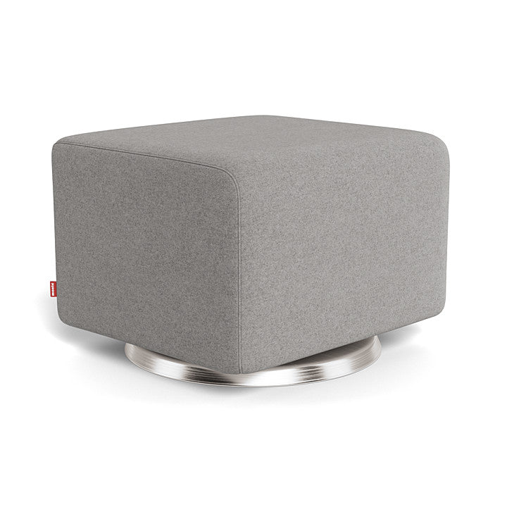 Light Grey Italian Wool/Stainless Steel Swivel Como Ottoman