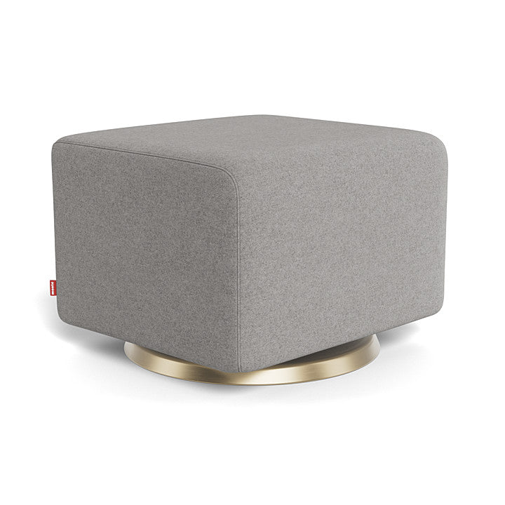 Light Grey Italian Wool/Gold Swivel Como Ottoman