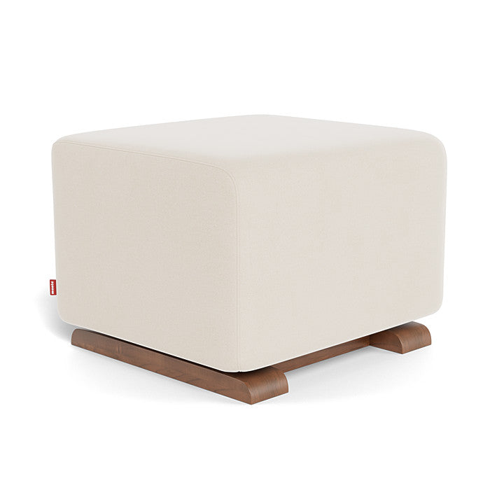 Beach Brushed Cotton-Linen/Walnut Como Ottoman