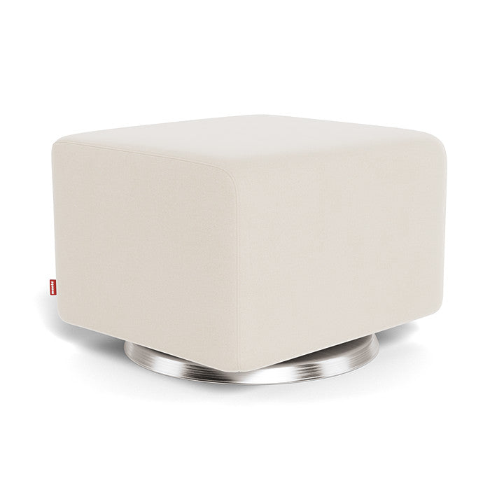 Beach Brushed Cotton-Linen/Stainless Steel Swivel Como Ottoman