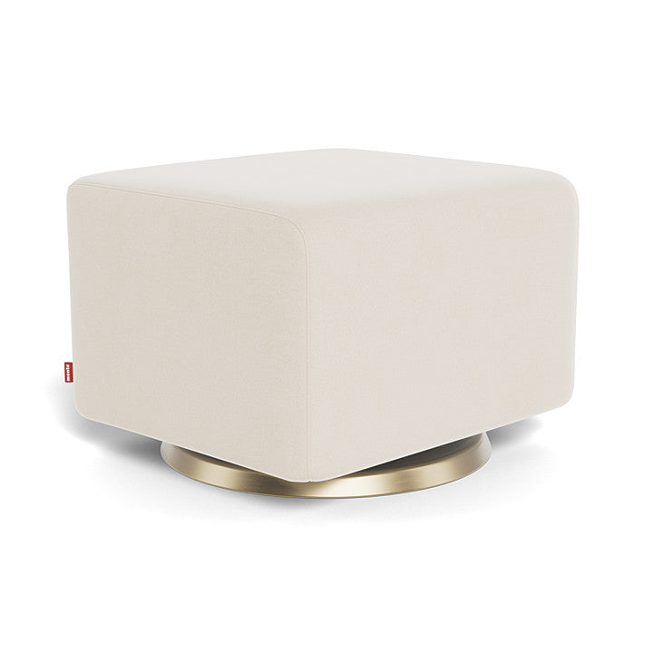 Beach Brushed Cotton-Linen/Gold Swivel Como Ottoman
