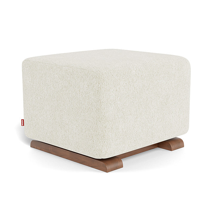 Performance White Faux Sheepskin / Walnut Como Ottoman