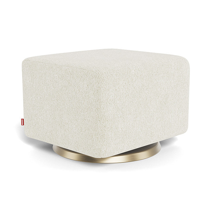 Performance White Faux Sheepskin / Gold Swivel Como Ottoman