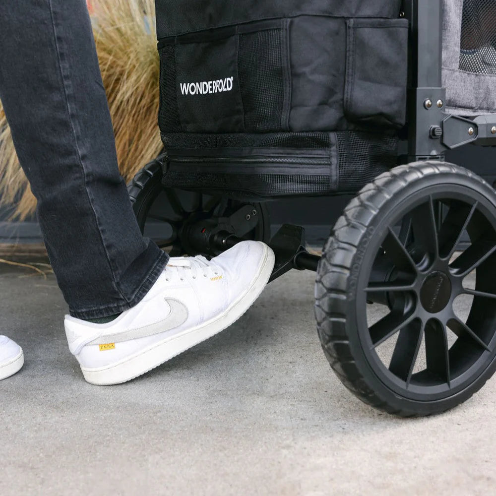 WonderFold W4 Luxe PRO Quad Stroller Wagon - Jet Black Lifestyle 9