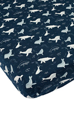 Loulou Lollipop Fitted Crib Sheet - Whales