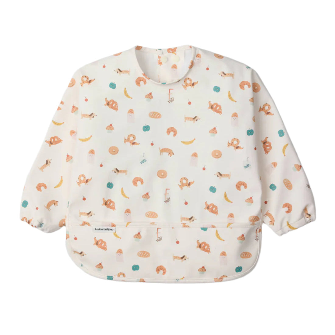 Loulou Lollipop Long Sleeve Waterproof Bib - French Breakfast