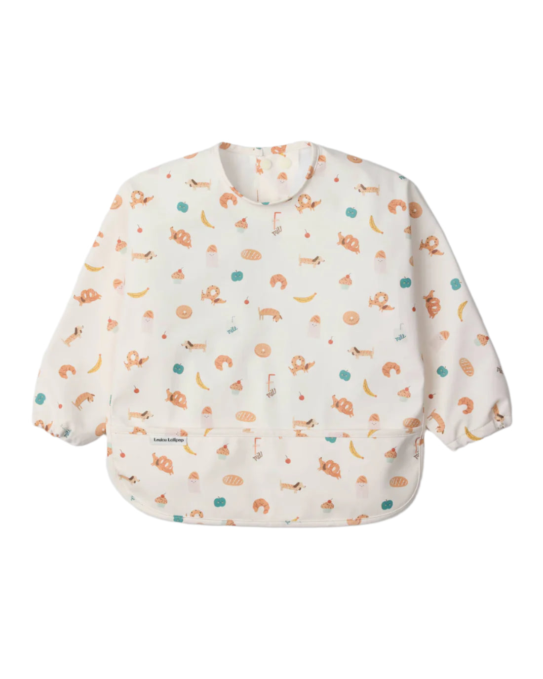 Loulou Lollipop Long Sleeve Waterproof Bib - French Breakfast