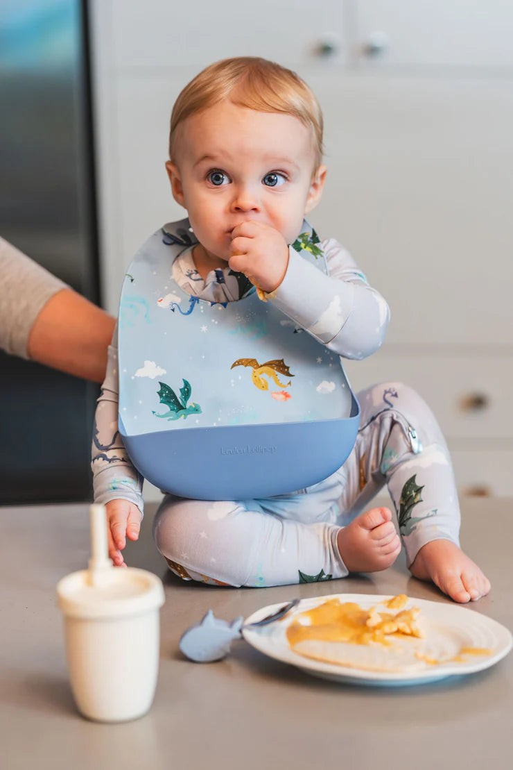 Loulou Lollipop Silicone Printed Bib - Magical Dragons Lifestyle 2