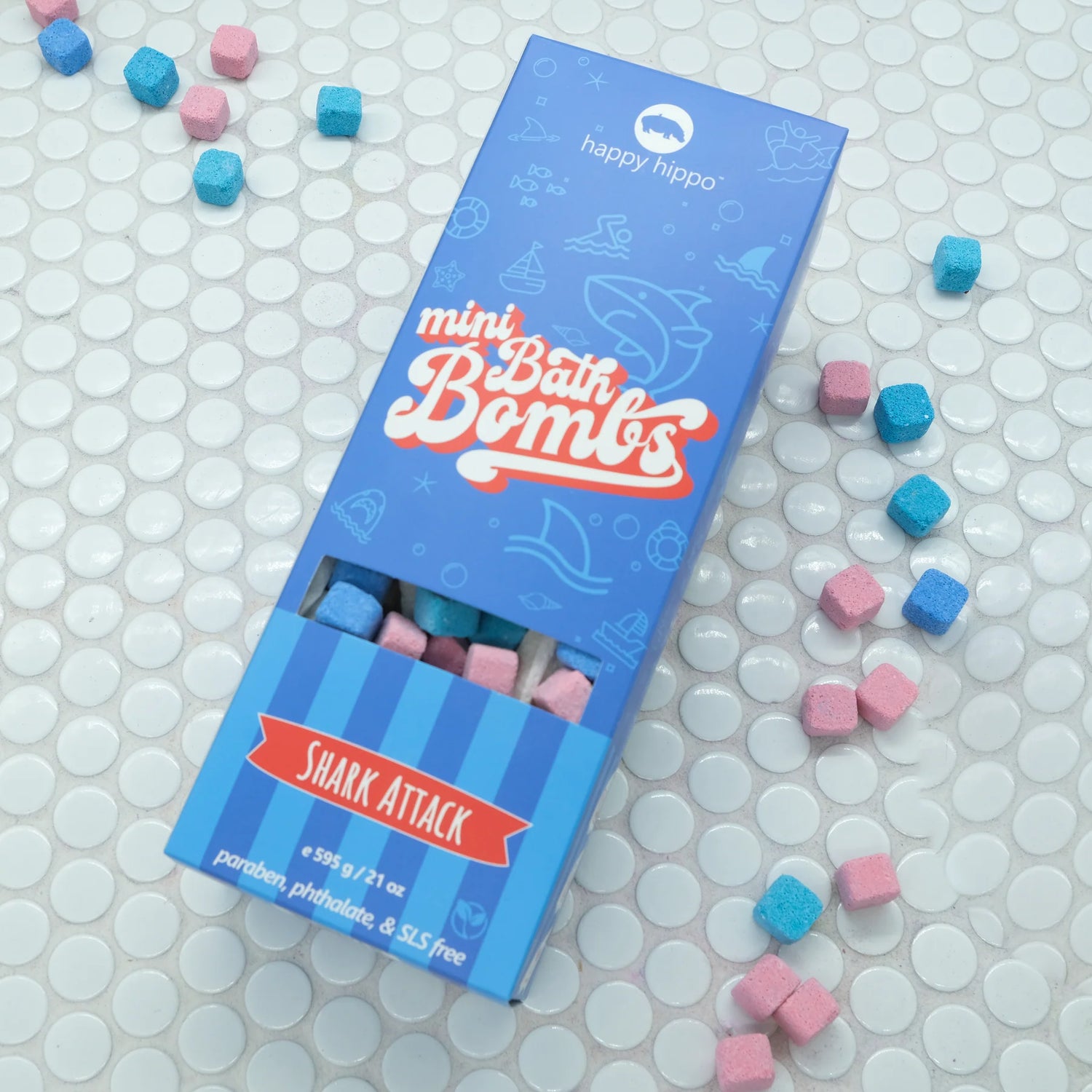 Happy Hippo Mini Bubble Bombs - Shark Attack 595g Box
