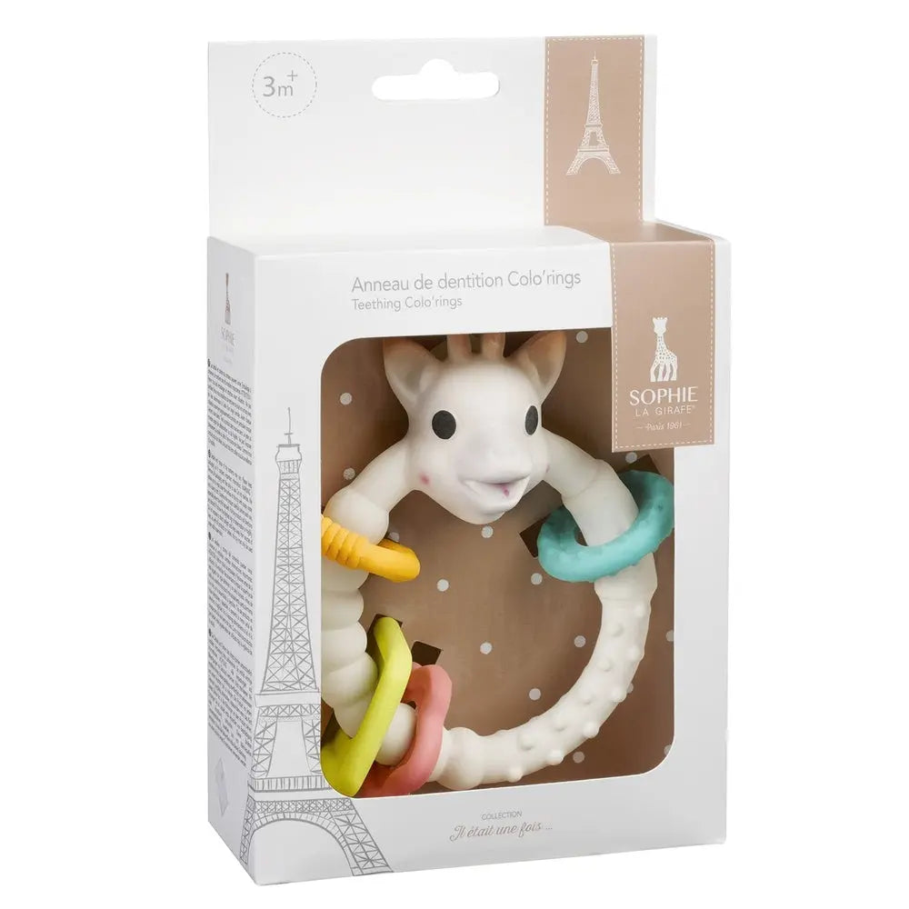 Sophie the Giraffe Teething Colo'Rings Packaged