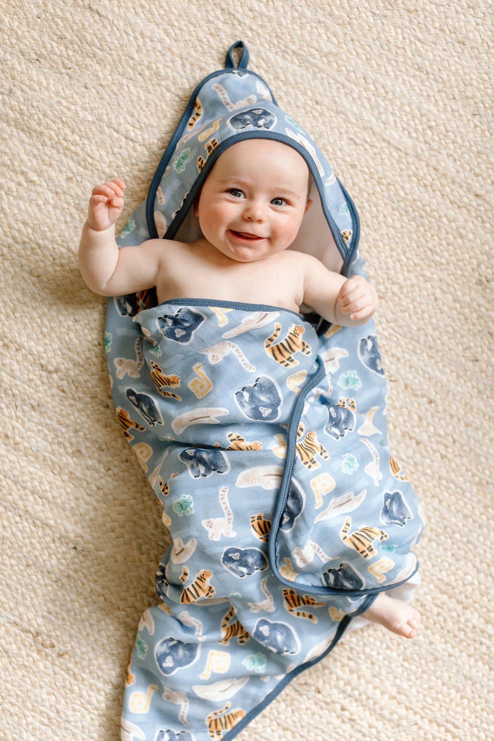 Loulou Lollipop Hooded Towel and Washcloth Set - Jungle Friends