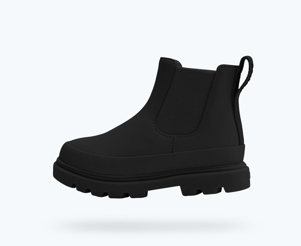 Native Shoes Kensington Chelsea All Weather Kids Boot - Jiffy Black Side View