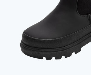 Native Shoes Kensington Chelsea All Weather Kids Boot - Jiffy Black Reinforced Toe Prevents Scuffing