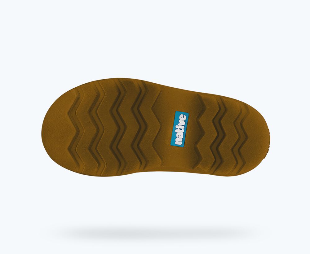 Native Shoes Kensington Chelsea Pull On Kids Boot - Flax Tan / Mash Brown / Bone White - Sole with Traction