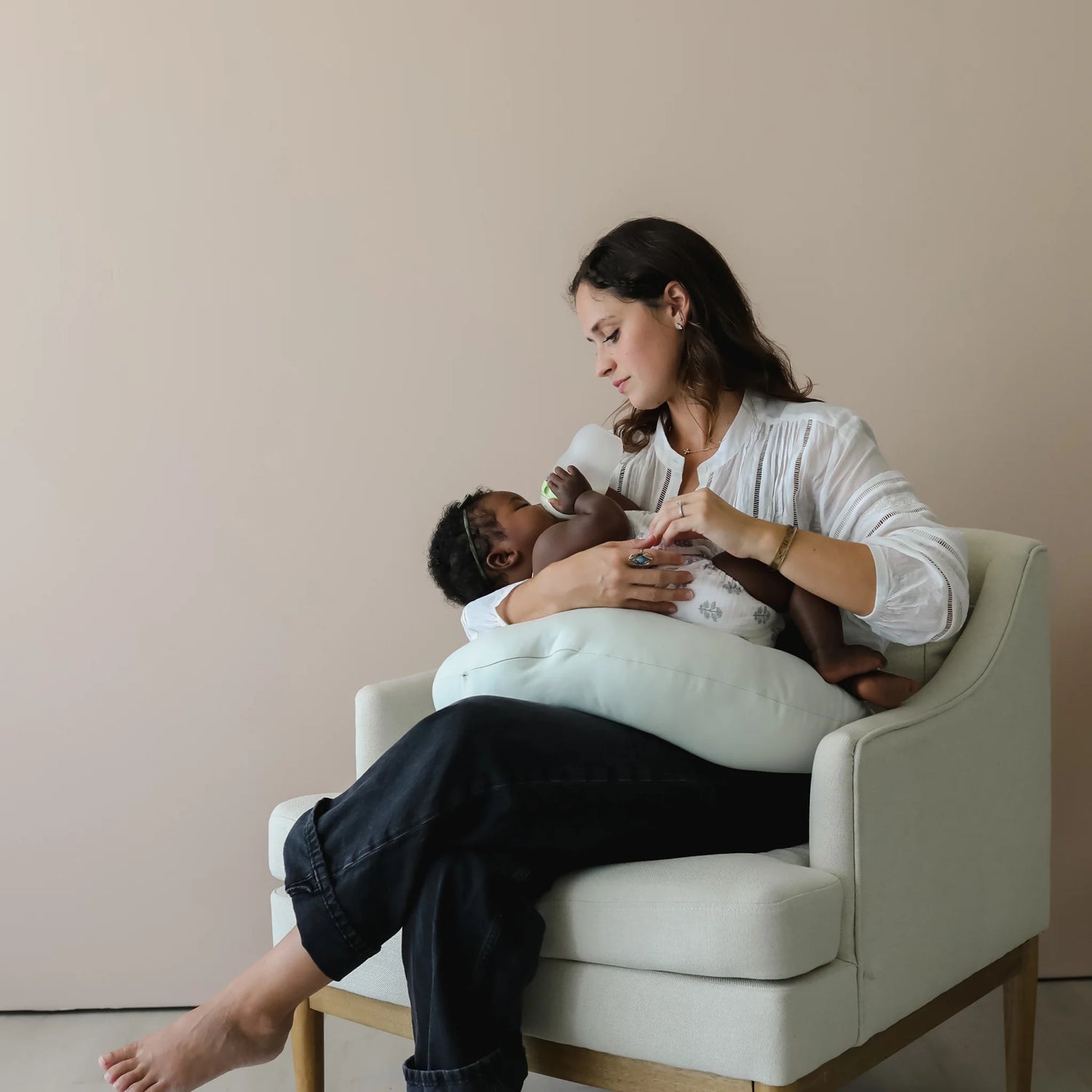 Snuggle Me Organic Feeding + Support Pillow - Sage Lifestyle 2