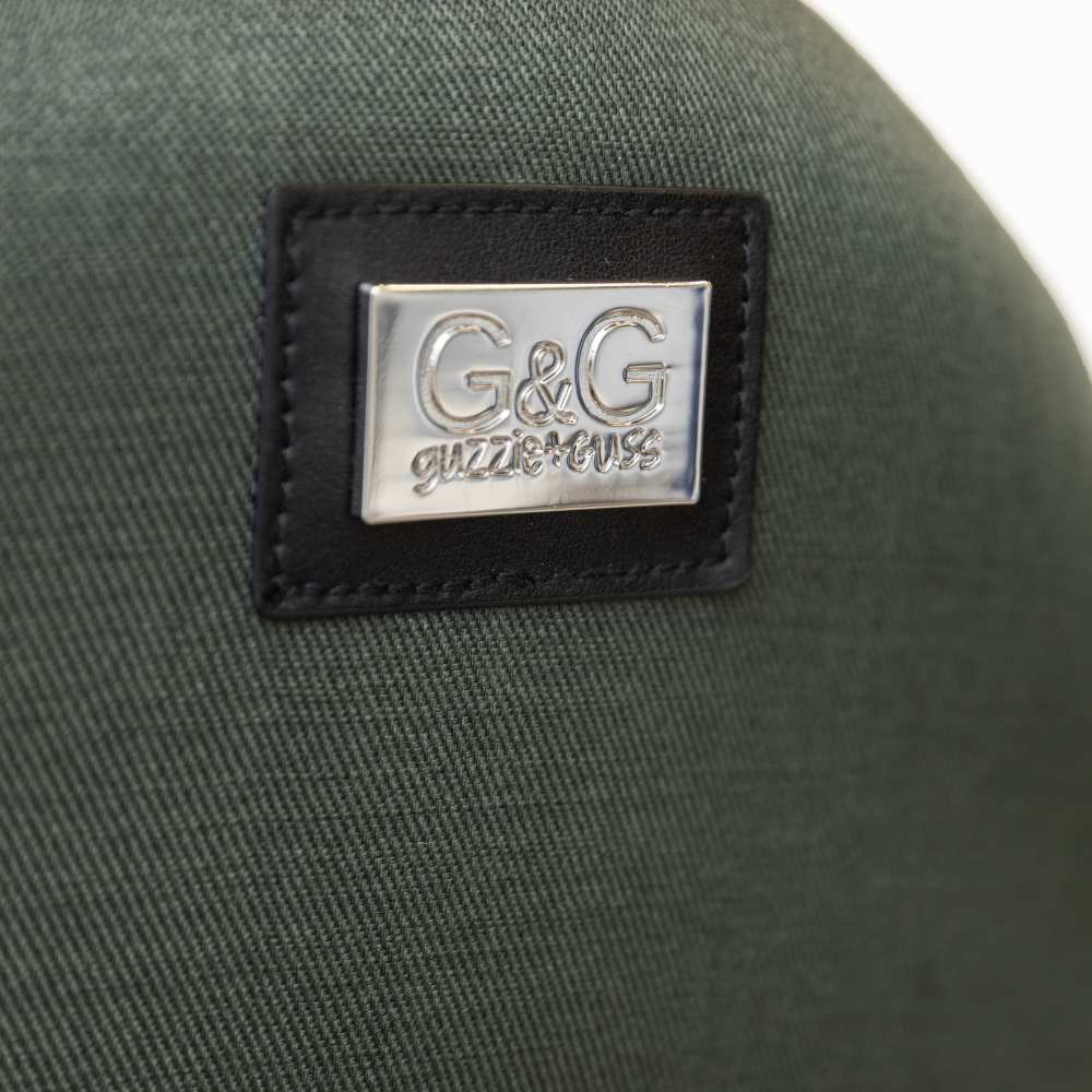 Guzzie + Guss Perch Hanging High Chair - Tropical Green (Chrome Edition) Logo Detail