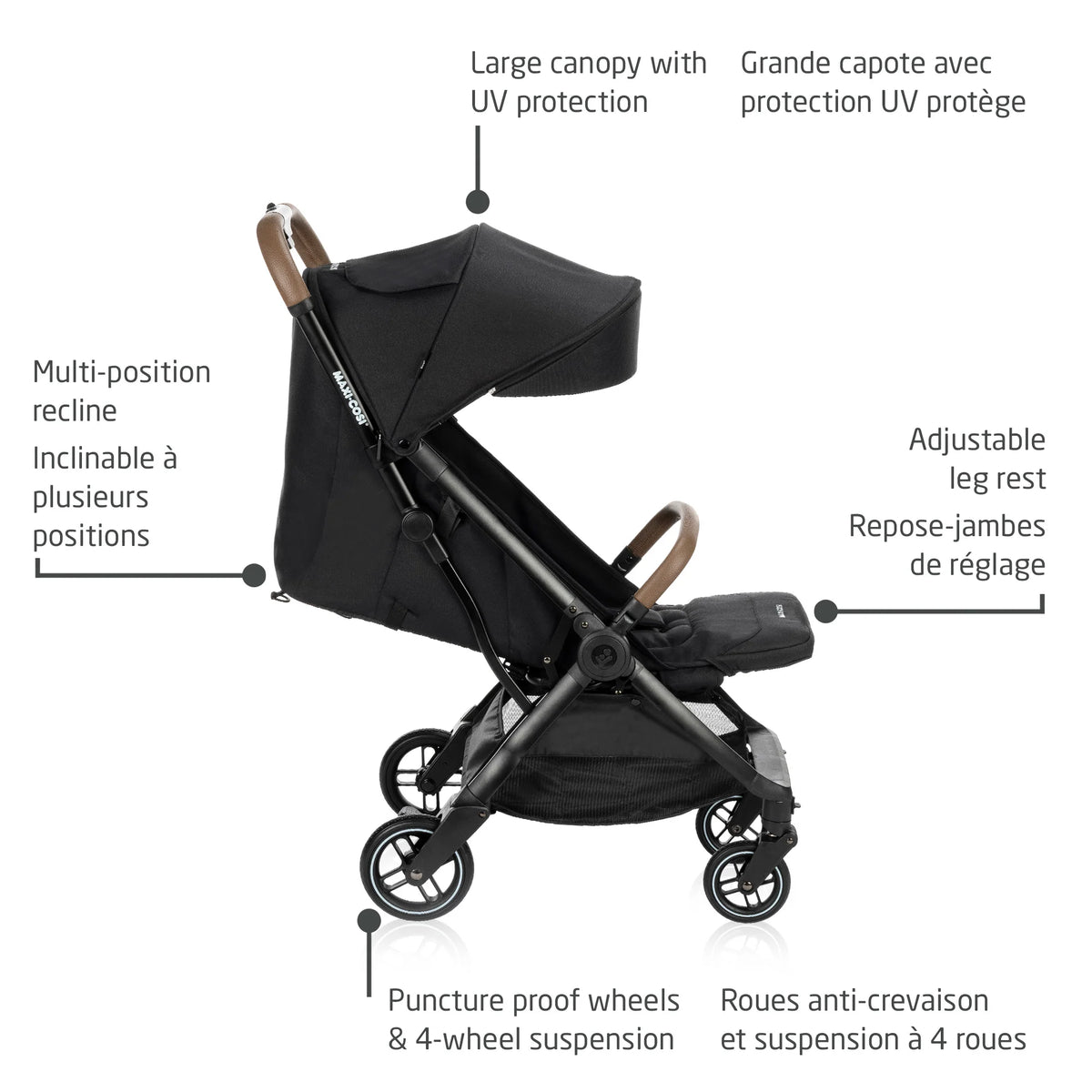 Maxi-Cosi Eva Auto-Fold Lightweight Compact Travel Stroller - Features