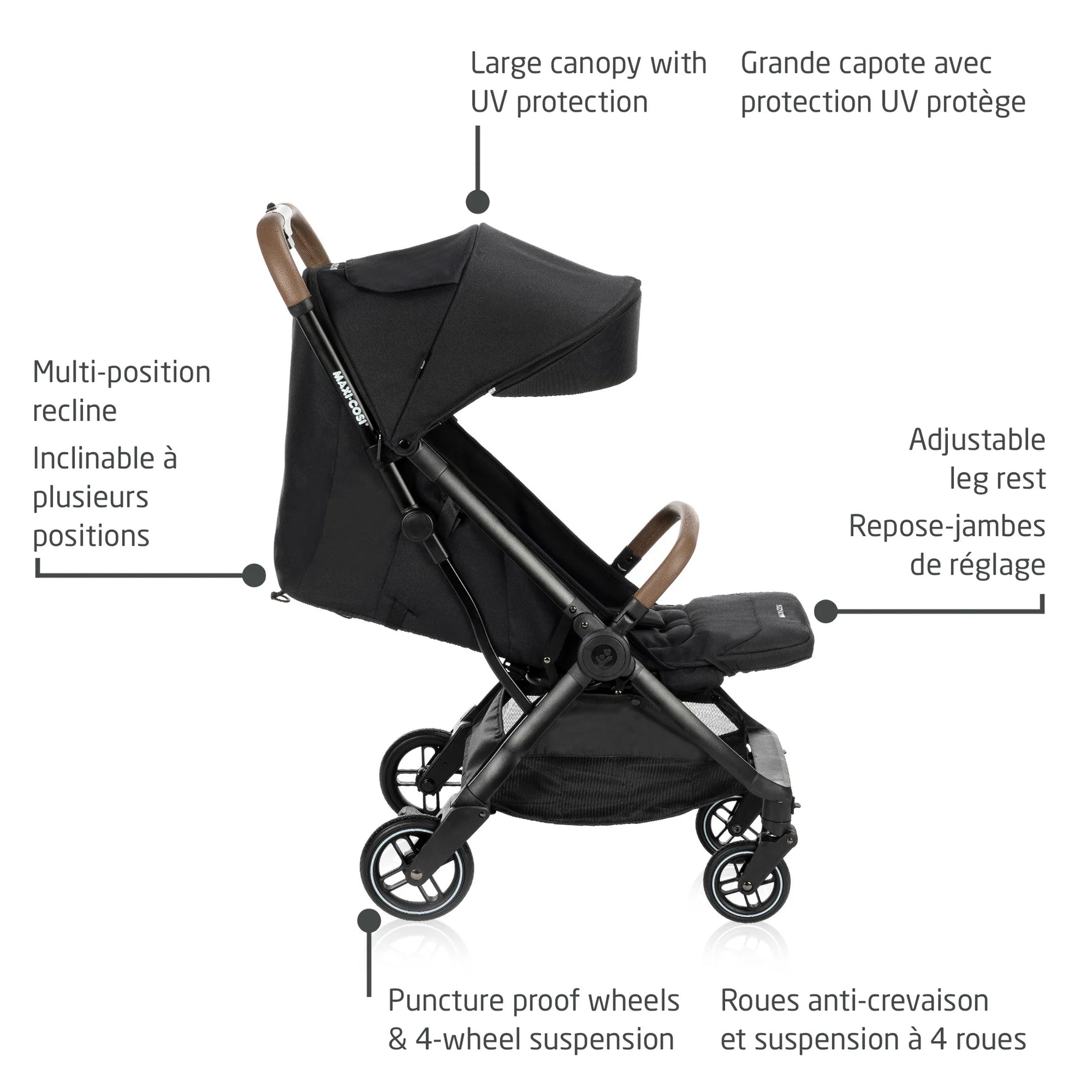 Maxi-Cosi Eva Auto-Fold Lightweight Compact Travel Stroller - Features