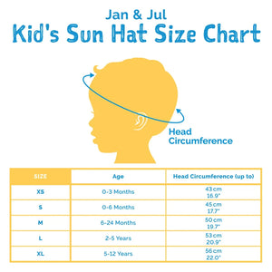 Jan & Jul Gro-With-Me Sun Hat  Atlantic Blue - Size Chart