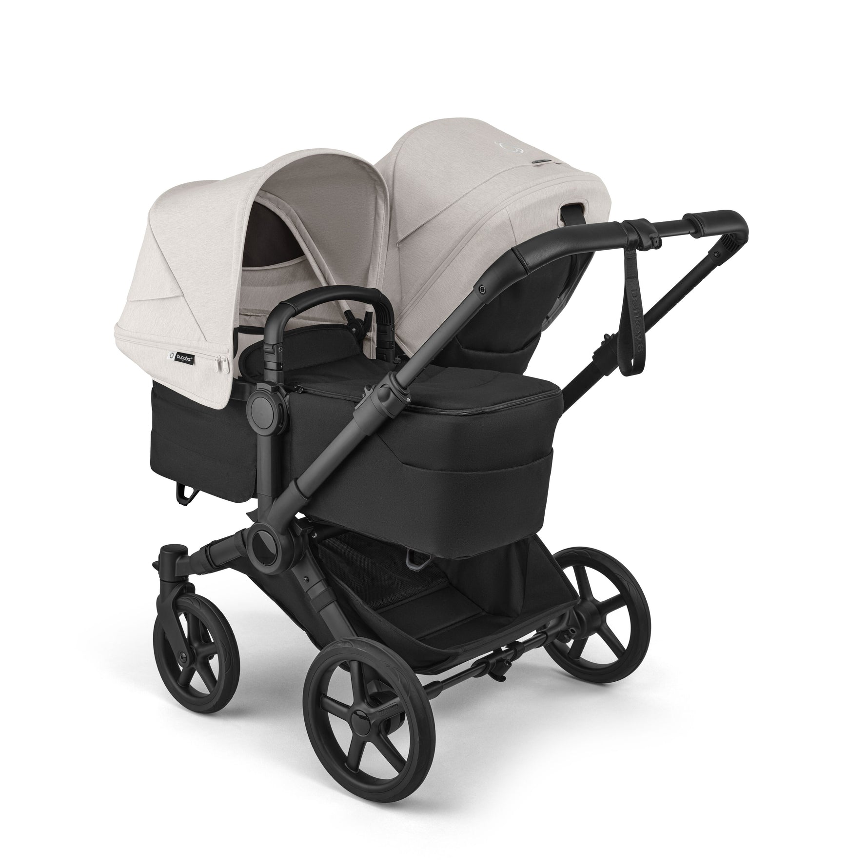 Bugaboo Donkey 6 Mono Complete Stroller - Misty White Side Angle View Multi-Age Kids Duo Mode