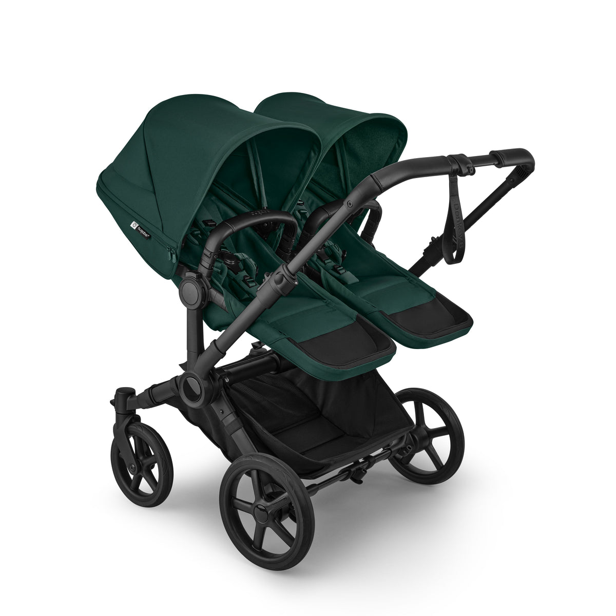 Bugaboo Donkey 6 Mono Complete Stroller - Fern Green Side Angle View Twin Mode 2 Toddler Seats