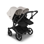 Bugaboo Donkey 6 Mono Complete Stroller - Misty White Side Angle View Twin Mode with 2 Toddler Seats