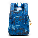 Herschel LEGO® Collection Heritage Youth Backpack - Abstract Bricks Blue Back View with Name Patch, Shoulder Straps and Chest Harness