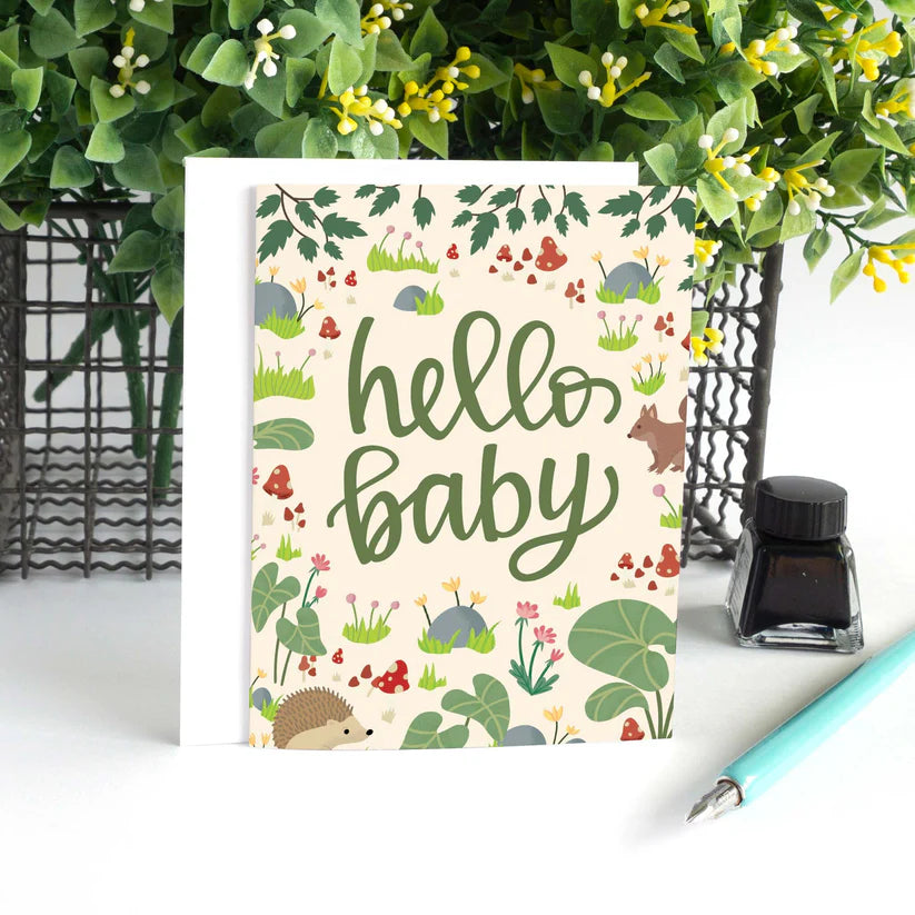 Pedaller Designs Greeting Card - Hello Baby Woodland Forest 2