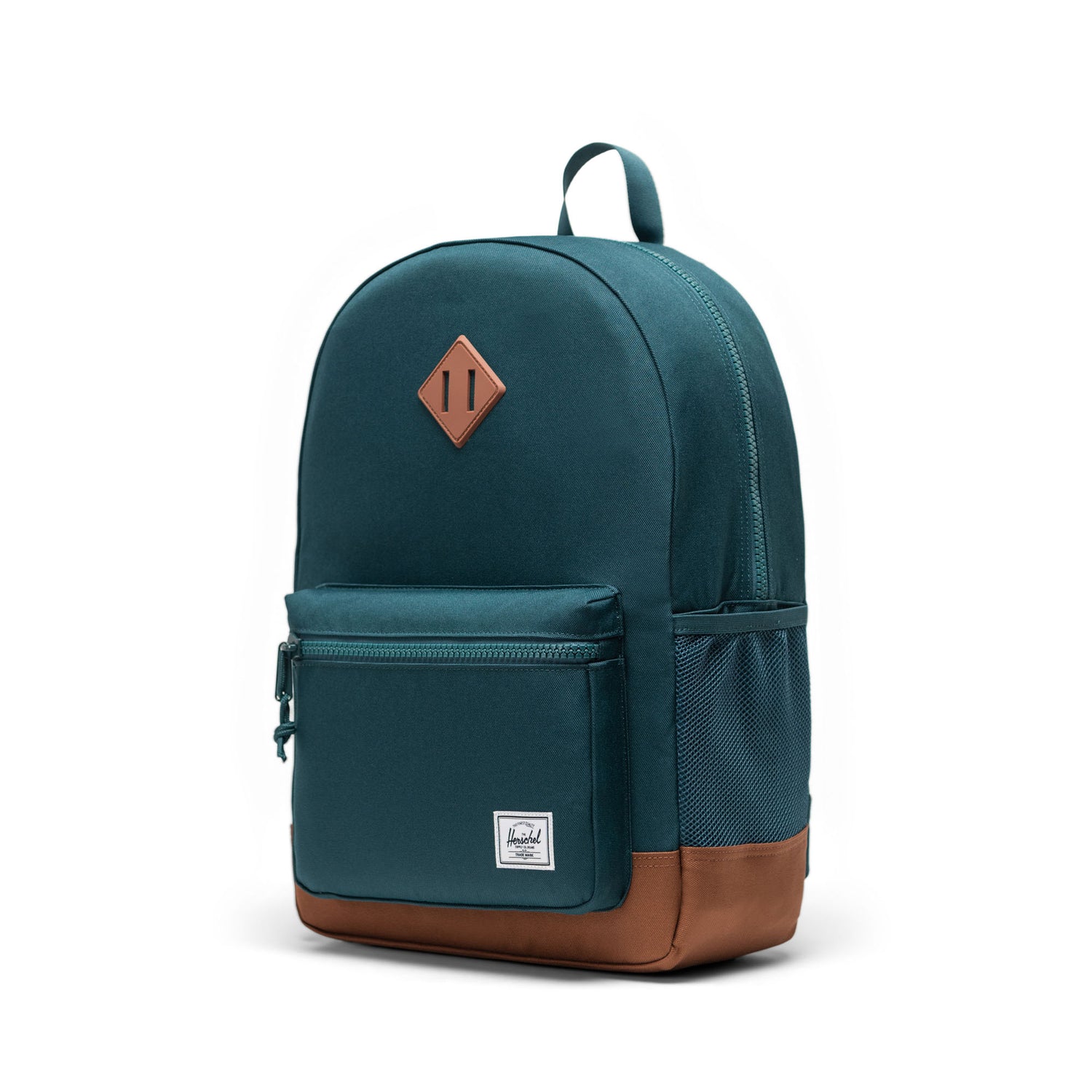 Herschel Heritage Youth Backpack - Dark Sea/Saddle Brown - Angle View