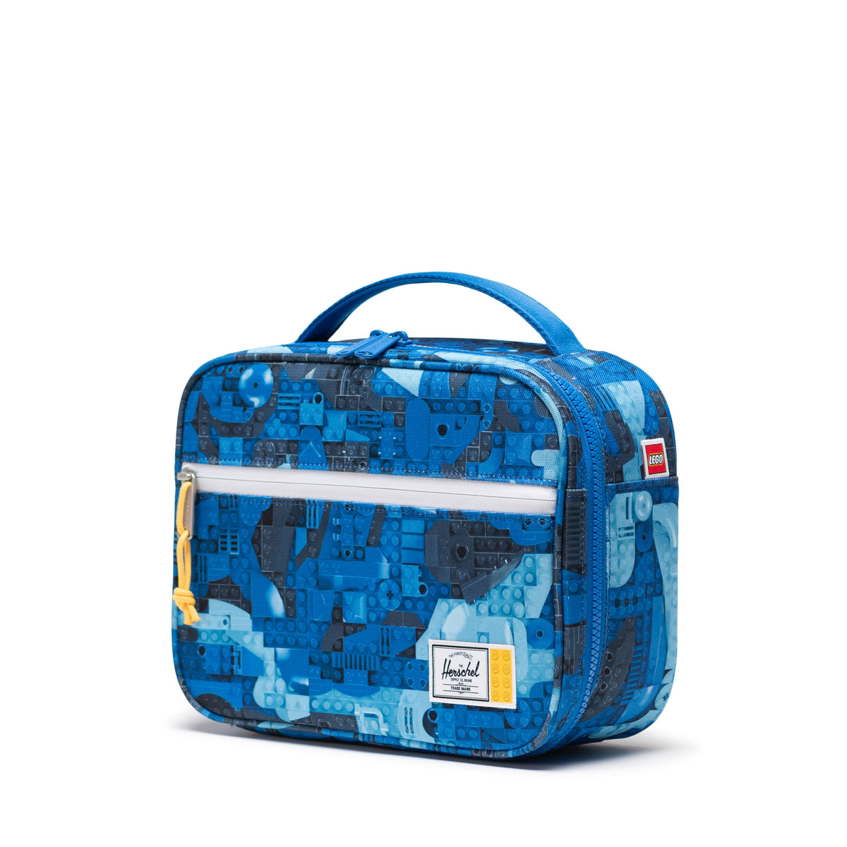 Herschel Pop Quiz LEGO® Collection Lunch Box - Abstract Bricks Blue Side Angle View